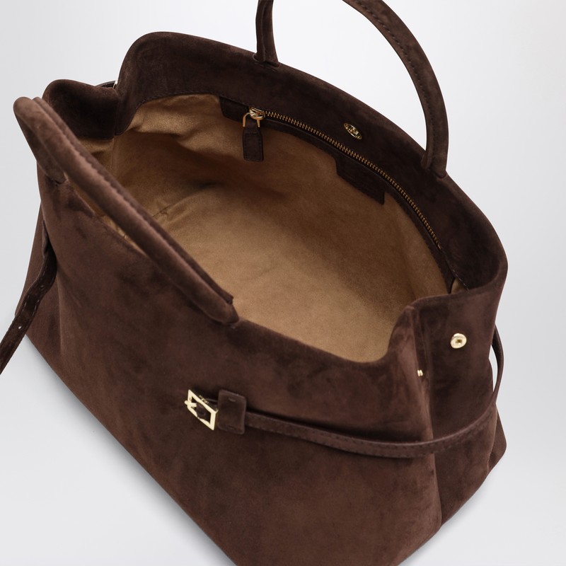 Manu Atelier Le Cambon 35 Dark Brown Suede Bag In Brown