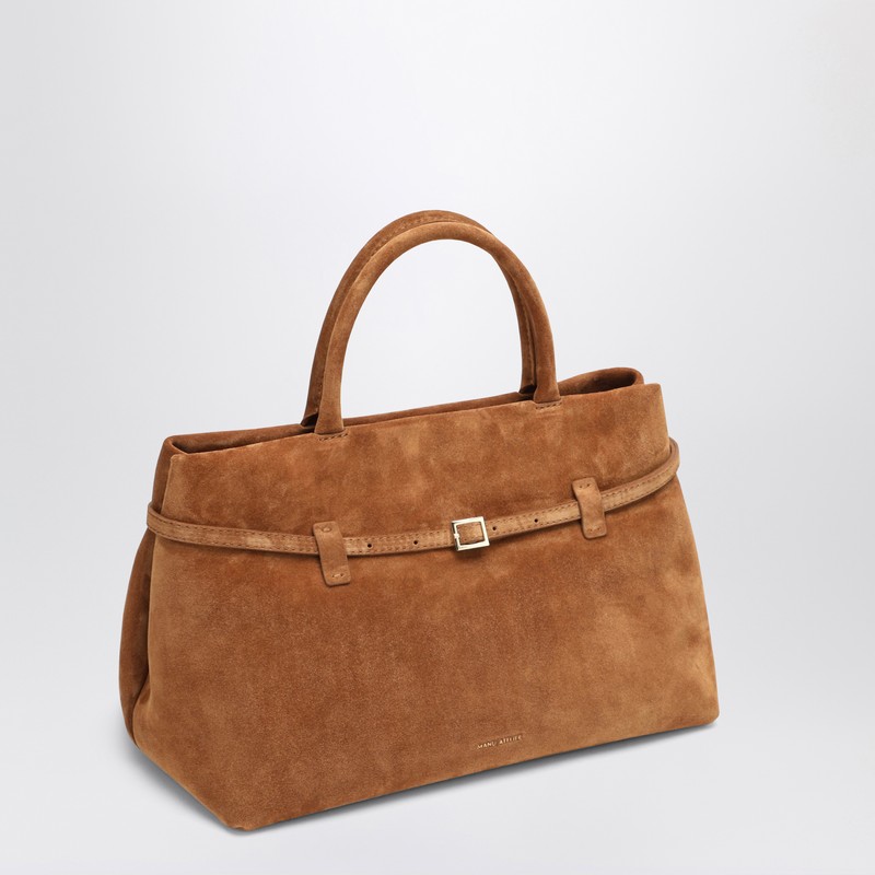 Manu Atelier Le Cambon 35 Camel Bag In Suede In Beige