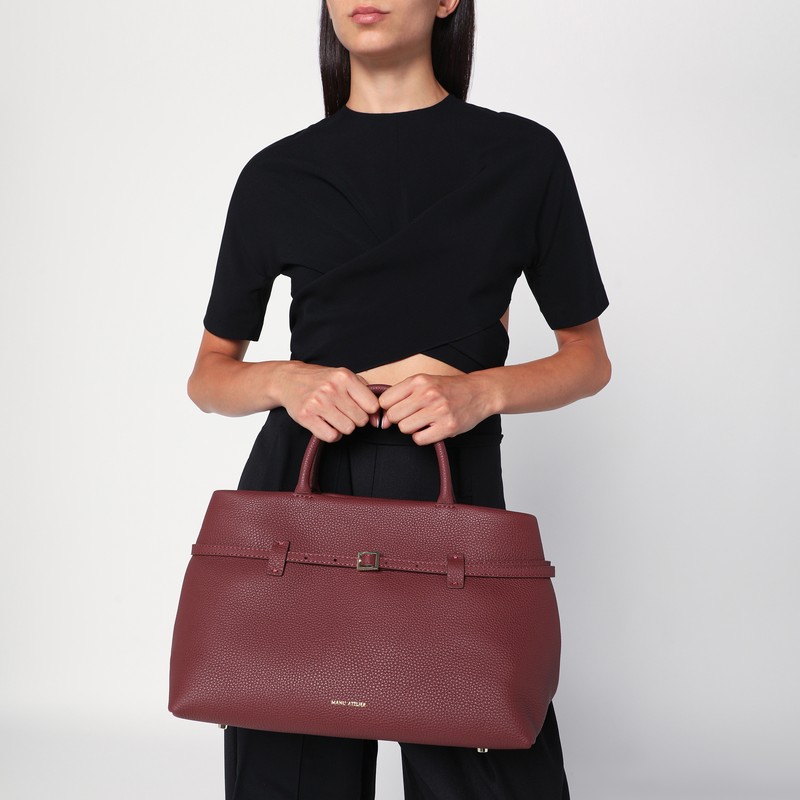 Manu Atelier Le Cambon 35 Burgundy Bag In Suede In Burgundy