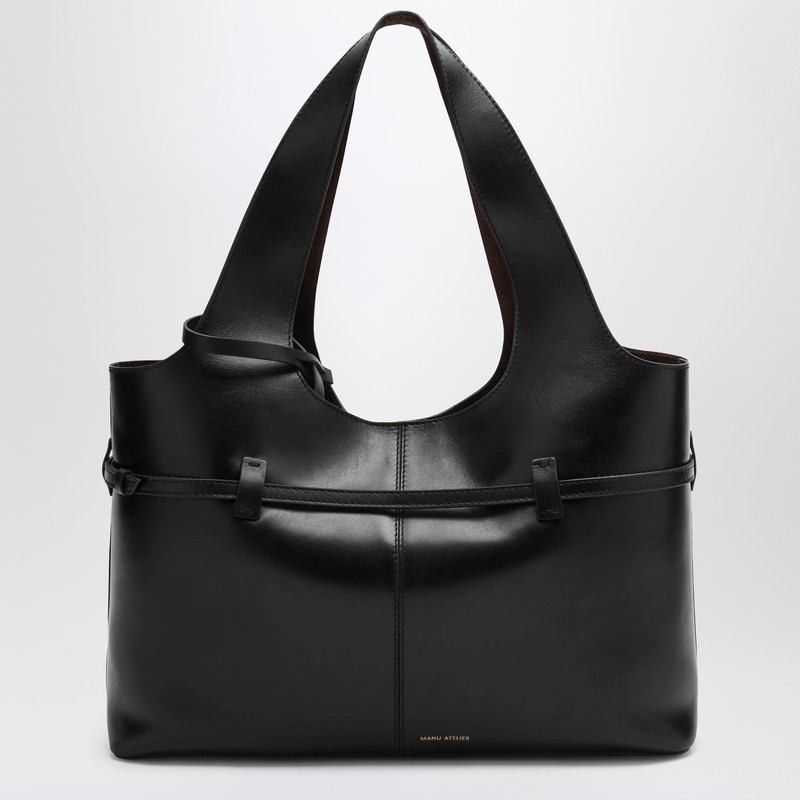 Manu Atelier Medium Shoulder Bag Cambon Rectangular Smooth Buckle Dual In Black