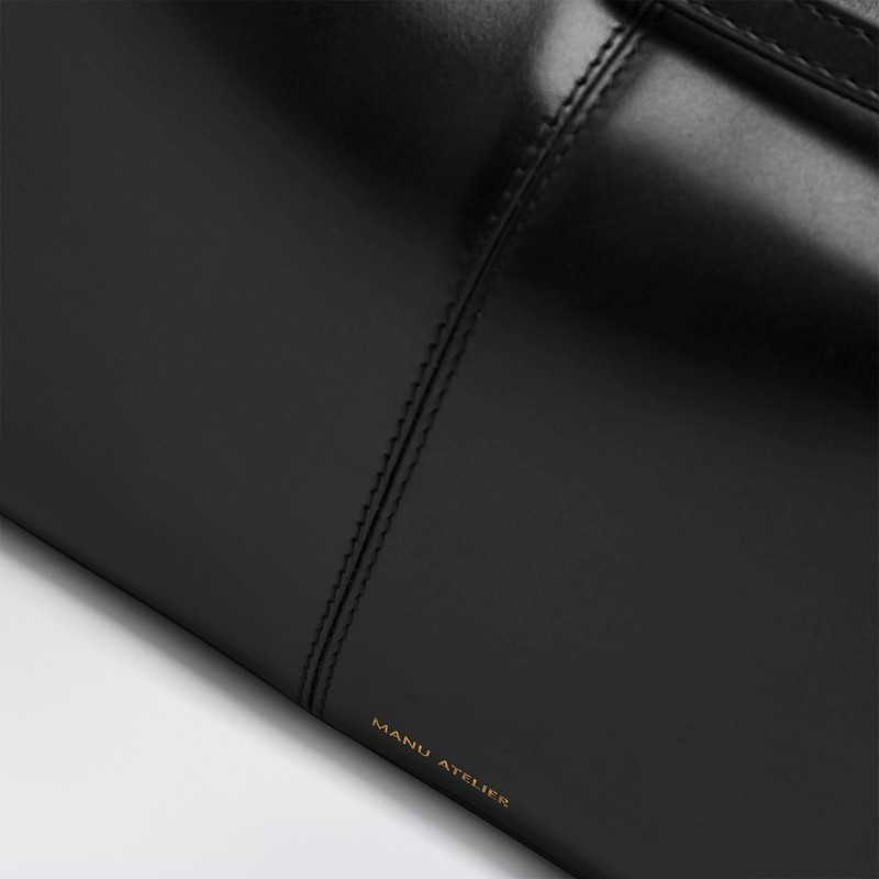 Manu Atelier Medium Shoulder Bag Cambon Rectangular Smooth Buckle Dual In Black