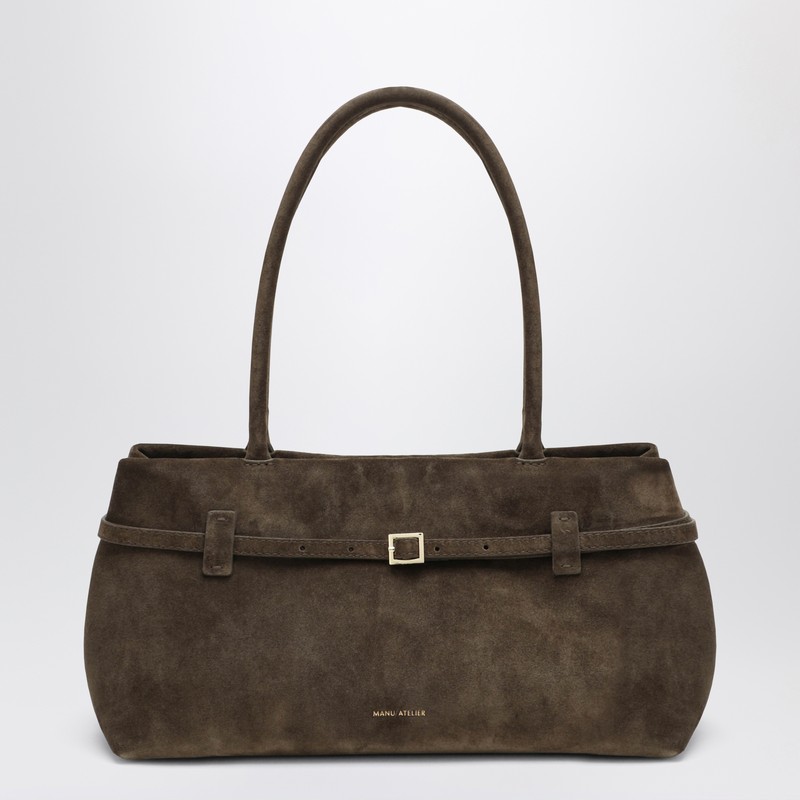 Manu Atelier Rectangular Shape Top Handles Buckle Detail Bag In Green