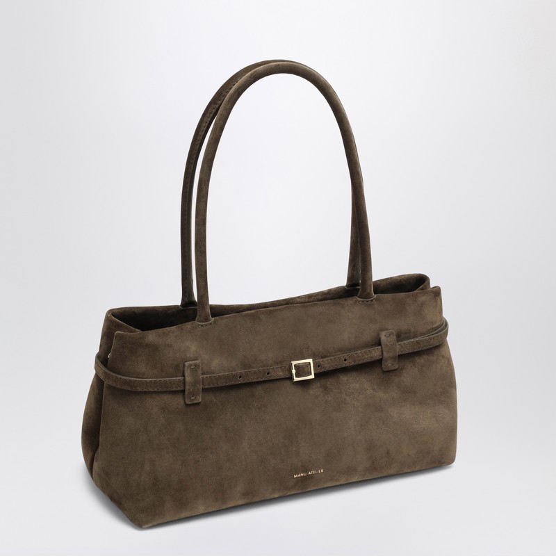 Manu Atelier Rectangular Shape Top Handles Buckle Detail Bag In Green