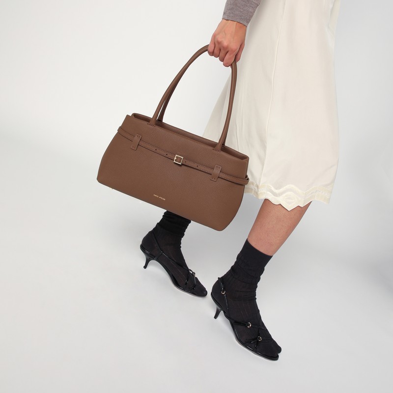 Manu Atelier Le Cambon East West Mocha Mousse Suede Bag
