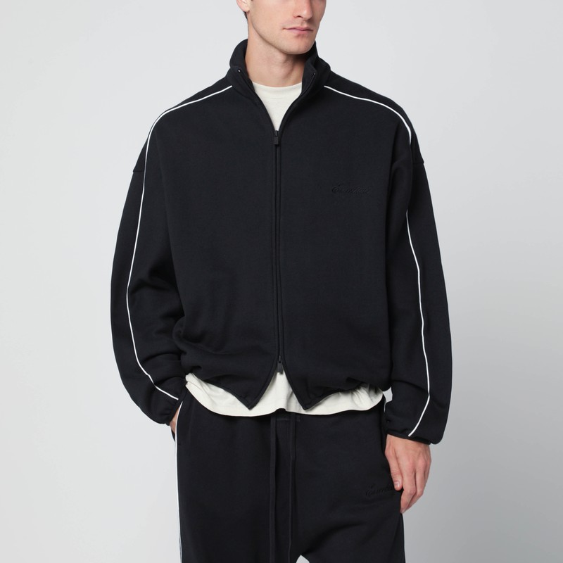Essentials Black Zip Sweatshirt With Contrasting Trims