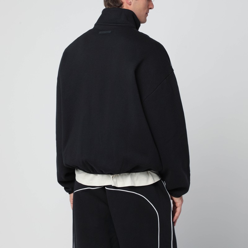 Essentials Black Zip Sweatshirt With Contrasting Trims In Black