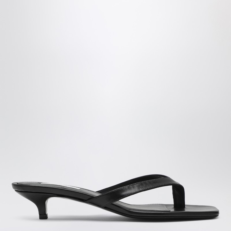Totême Toteme | Black Thong Sandal With Heel In Leather
