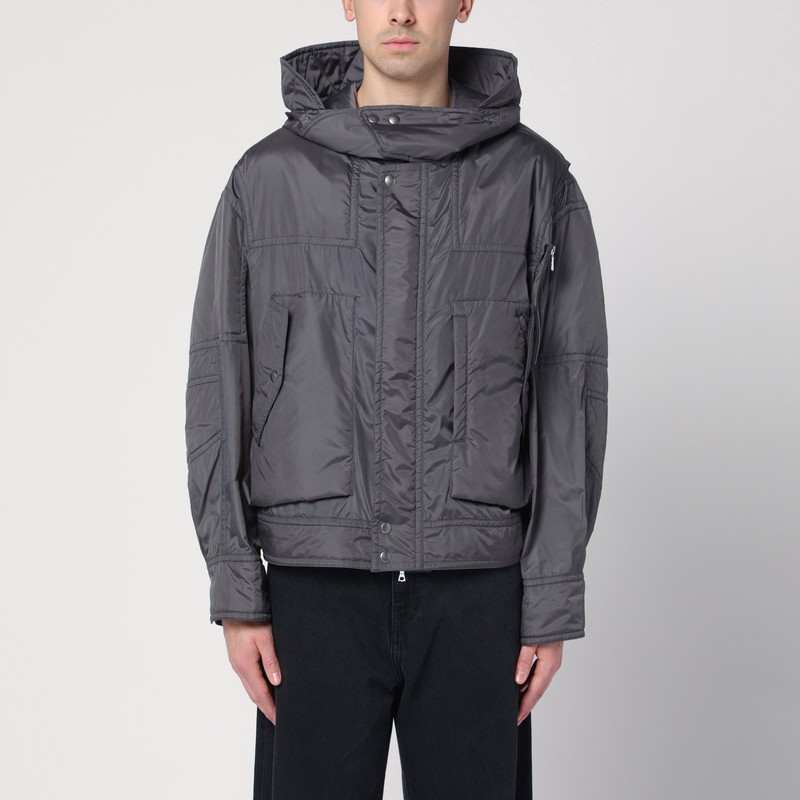 Dark gray satin bomber jacket - Dries Van Noten - Modalova