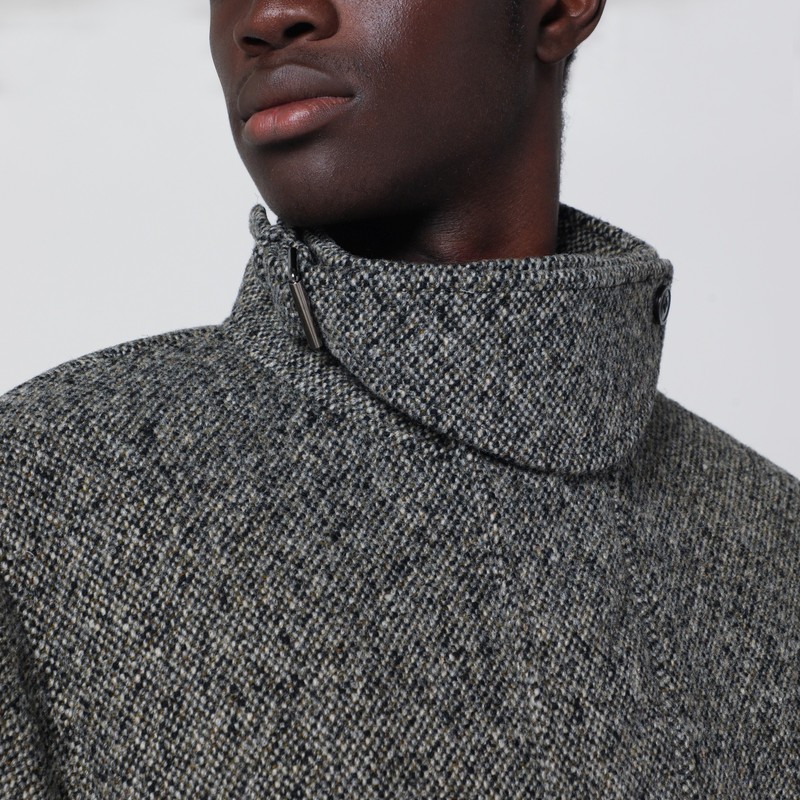 Dries Van Noten Patterned Wool Zip Jacket Front Pockets In Gray