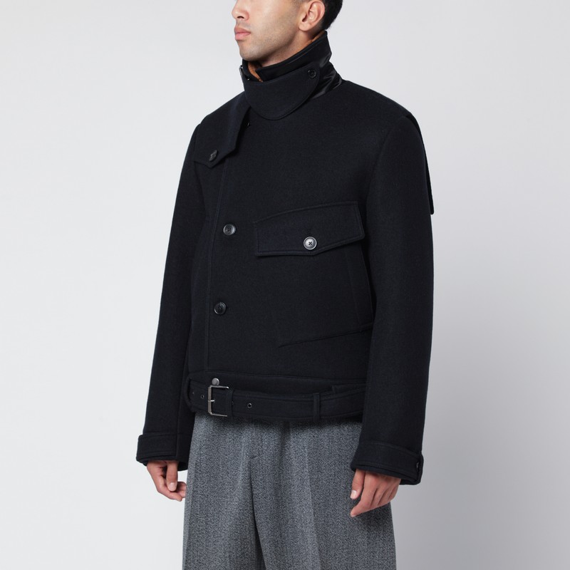 Short navy wool coat