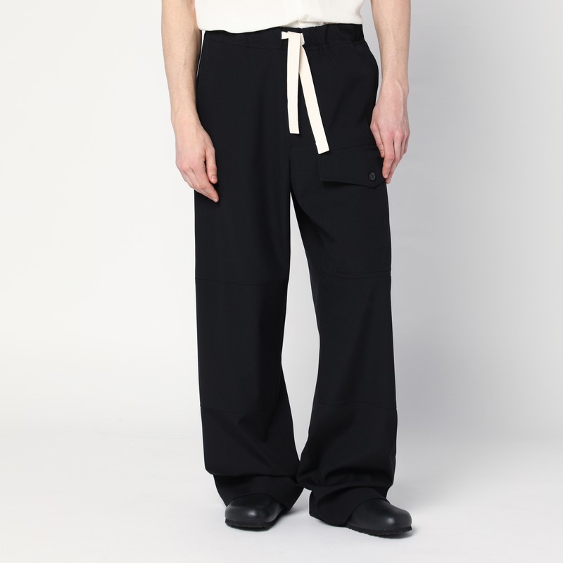 Wide black wool trousers - Dries Van Noten - Modalova