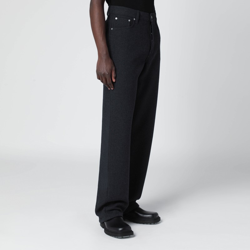 Dries Van Noten Dark Grey Straight Leg Jeans In Gray
