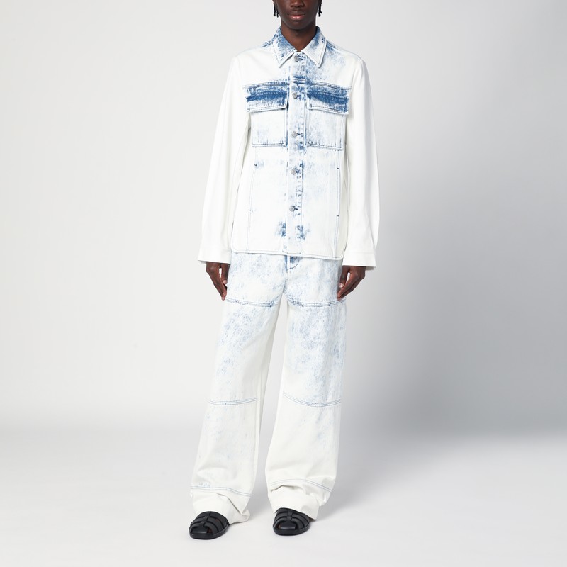 Dries Van Noten Drawstring Wide Leg Denim Trousers In Light Blue