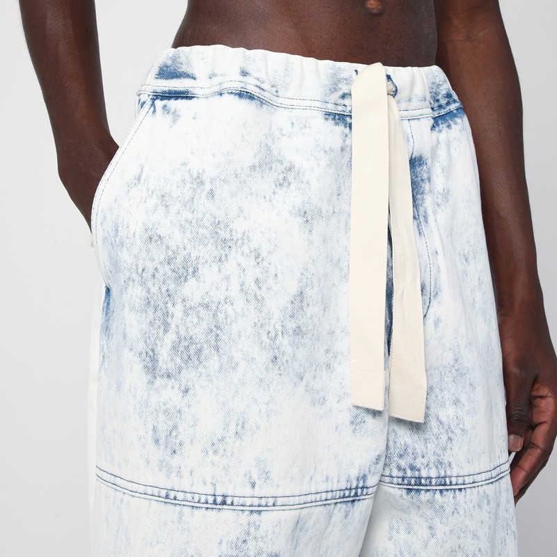 Dries Van Noten Drawstring Wide Leg Denim Trousers In Light Blue