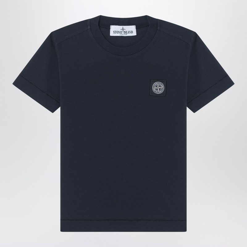 Stone Island Blue T-shirt For Boy With Logo In Blue