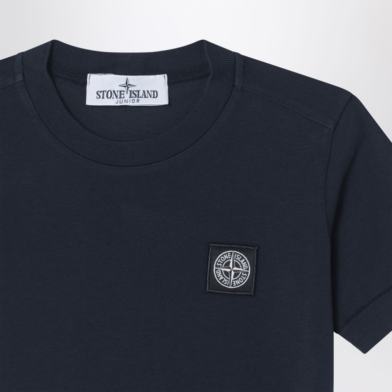 Stone Island Blue T-shirt For Boy With Logo In Blue