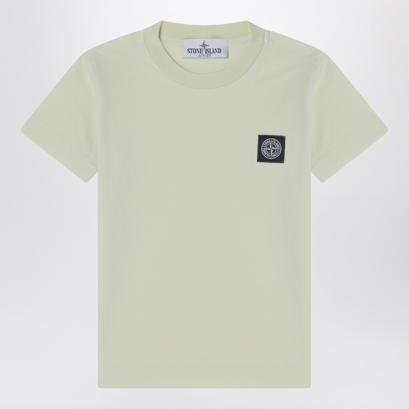 Stone Island Light Green T-shirt With Logo Patch In Green