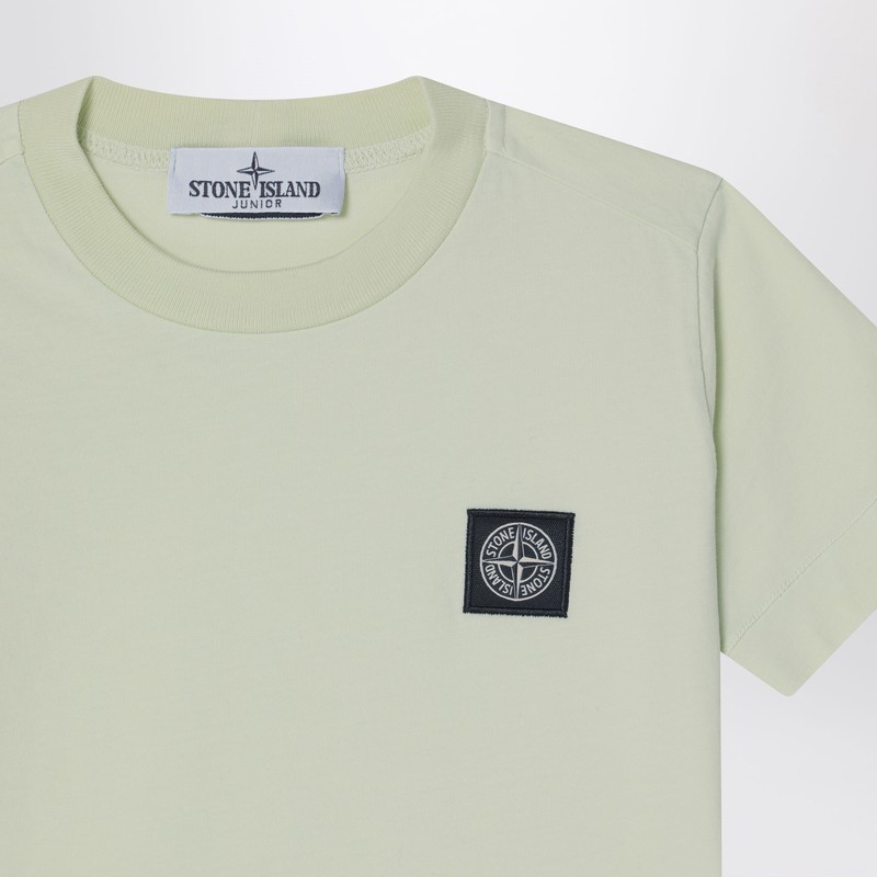 Stone Island Light Green T-shirt With Logo Patch In Green