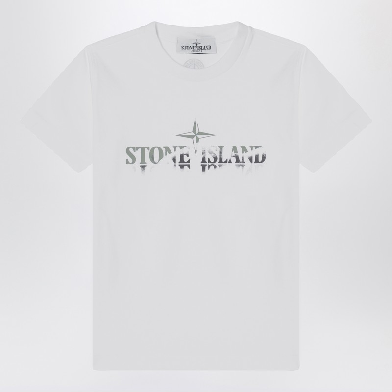 Stone Island White T-shirt With Logo Print In White