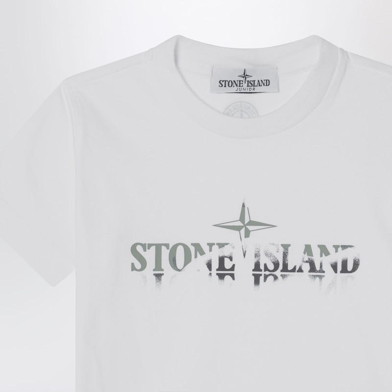 Stone Island White T-shirt With Logo Print In White