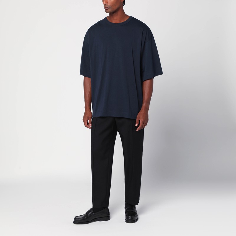 Dries Van Noten Oversized Short Sleeve Round Neck Cotton T-shirt In Blue
