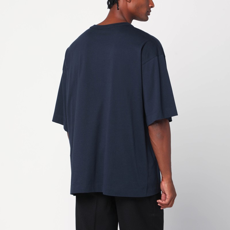 Dries Van Noten Oversized Short Sleeve Round Neck Cotton T-shirt In Blue