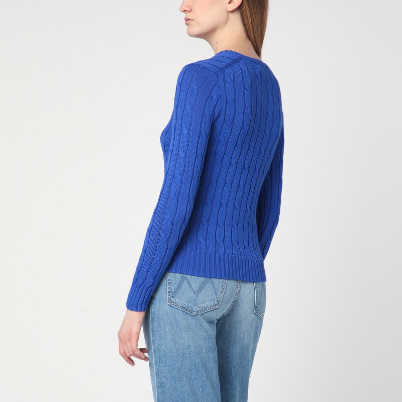 Polo Ralph Lauren Logo-embroidered Cable-knit Sweatshirt In Blue