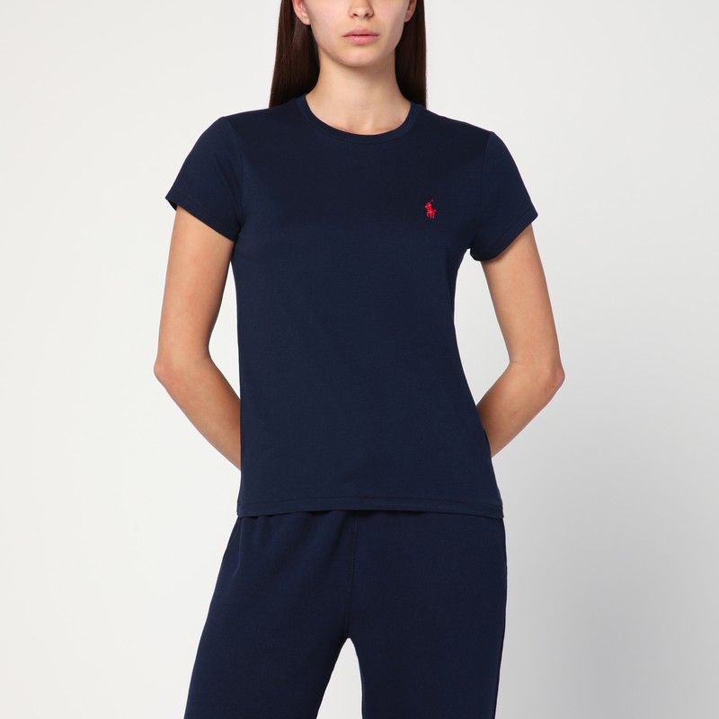 Navy blue cotton T-shirt with logo