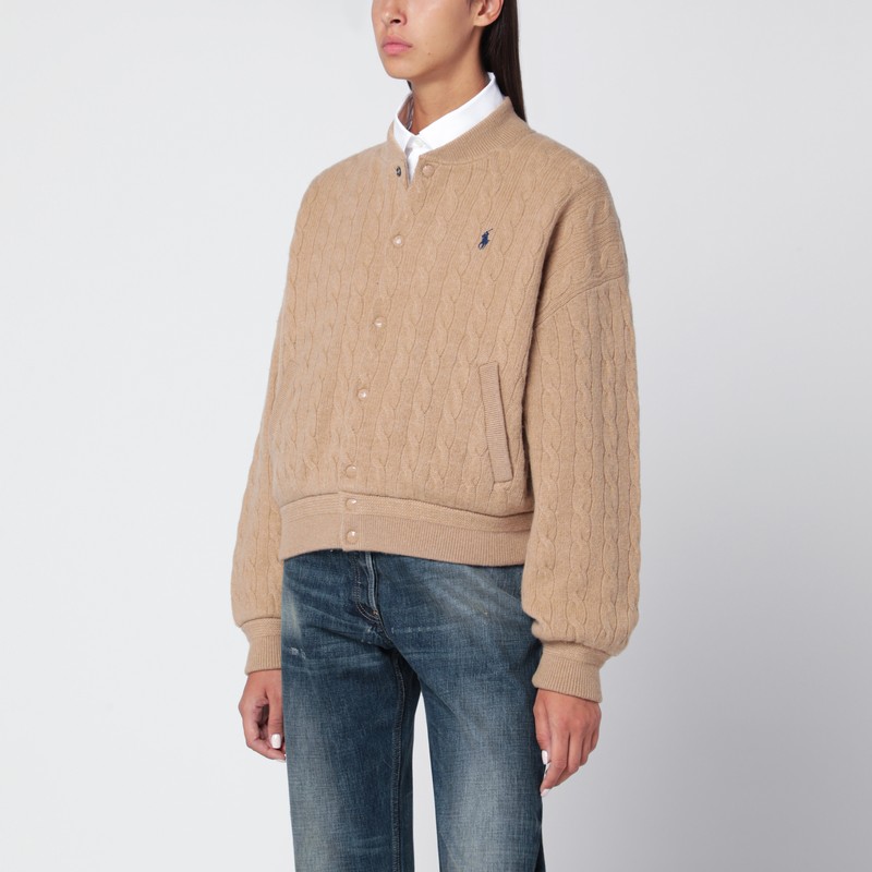 Beige wool and cashmere bomber jacket Relaxed Fit
