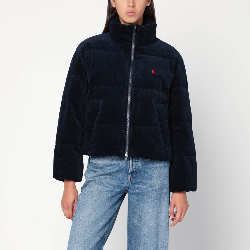Navy blue corduroy puffer jacket