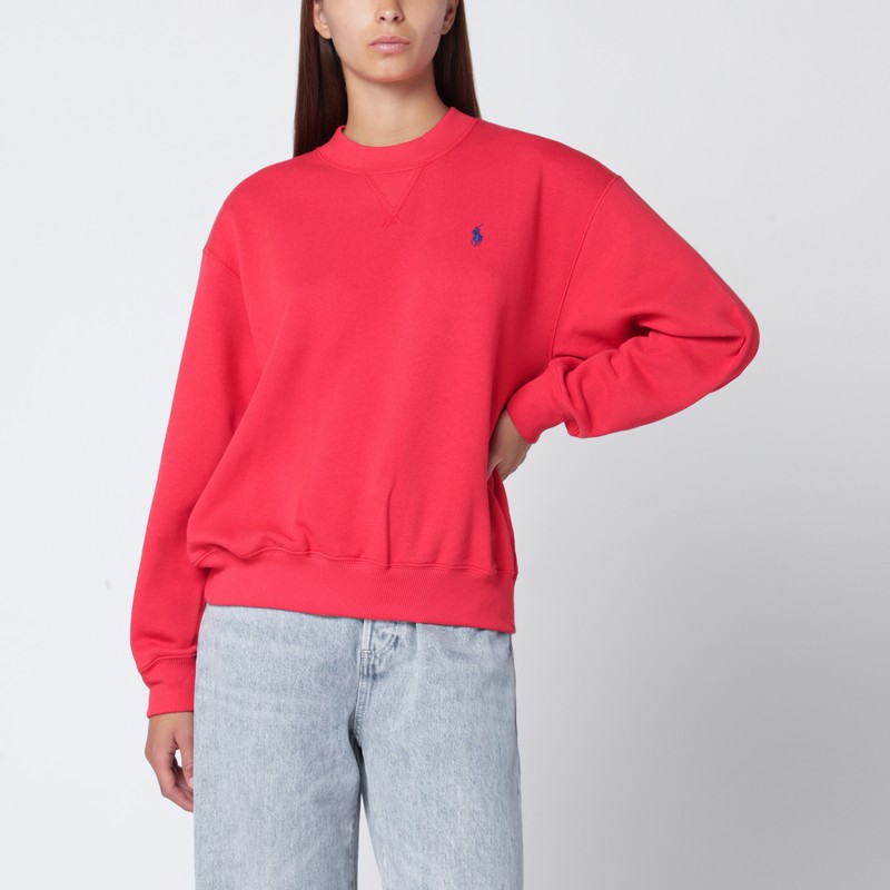 Orange-red cotton-blend sweatshirt