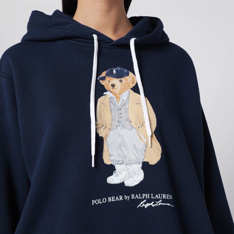 Polo Ralph Lauren Navy Blue Polo Bear Hoodie In Blue