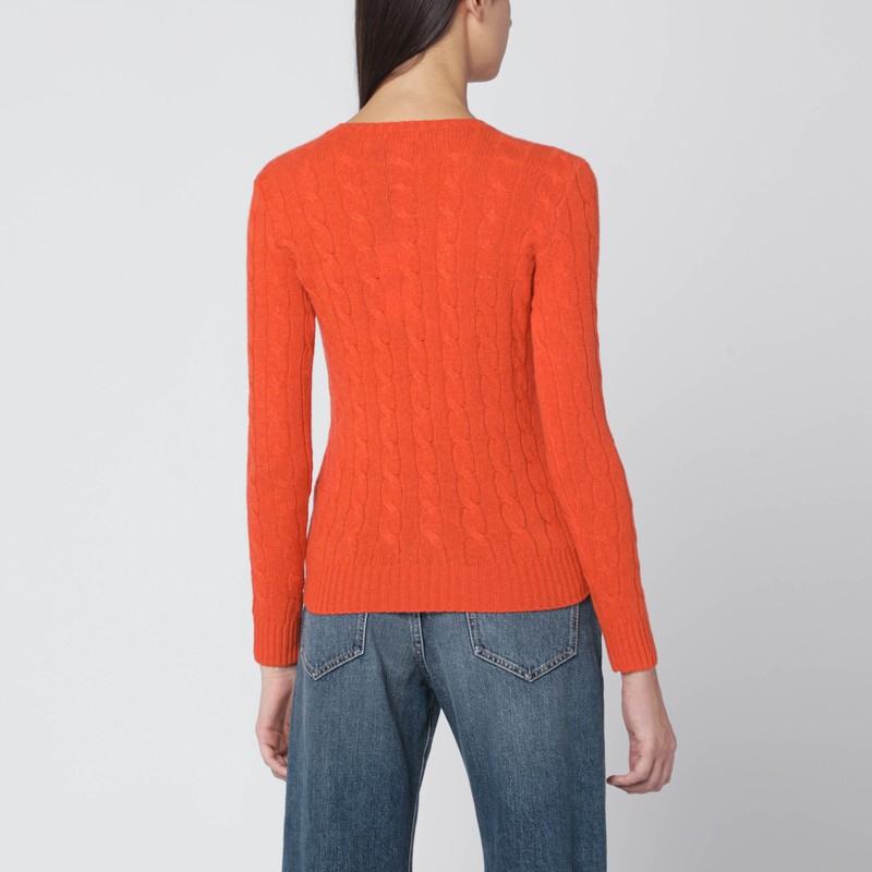 Polo Ralph Lauren Orange Cable-knit Sweater In Wool And Cashmere In Orange