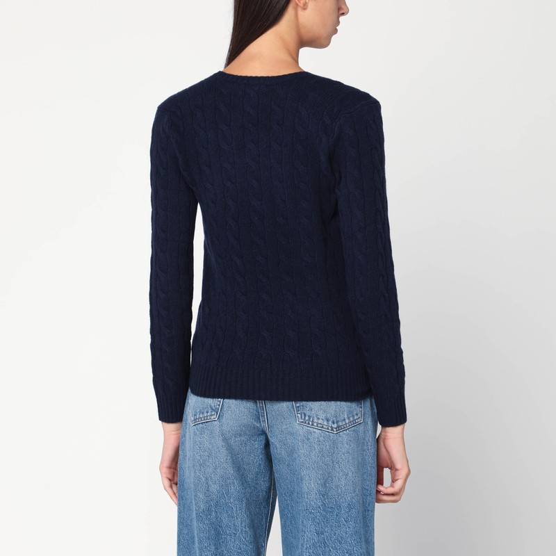 Polo Ralph Lauren Blue Cable-knit Sweater In Wool And Cashmere In Blue