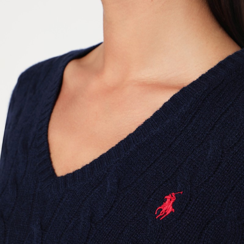 Polo Ralph Lauren Blue Cable-knit Sweater In Wool And Cashmere In Blue