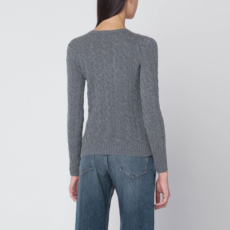 Polo Ralph Lauren Grey Cable-knit Sweater In Wool And Cashmere In Gray