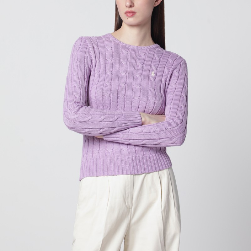 Polo Ralph Lauren Lilac Cotton Cable-knit Sweater In Purple