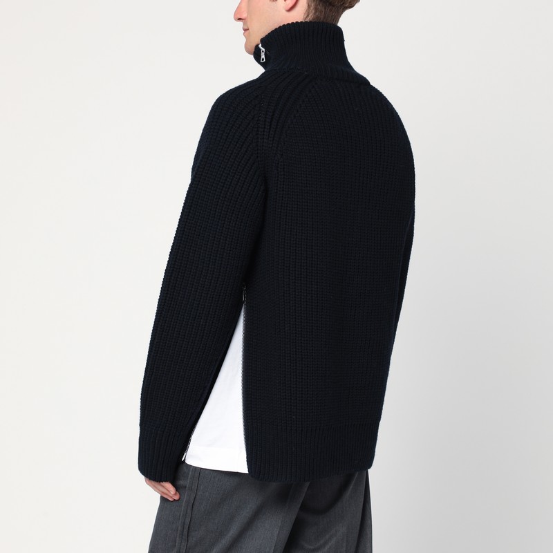Dries Van Noten Wool Sweater With High Collar And Zipper In Black