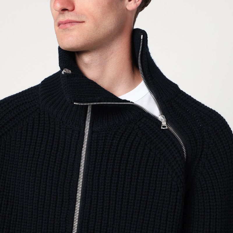 Dries Van Noten Wool Sweater With High Collar And Zipper In Black