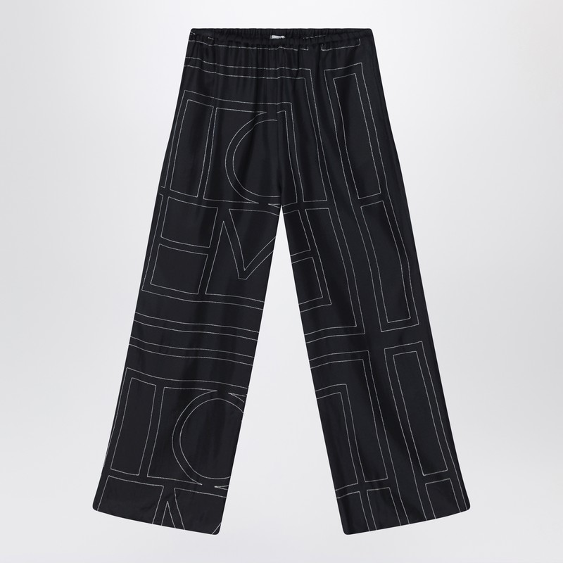 Totême Monogram Black Silk Trousers
