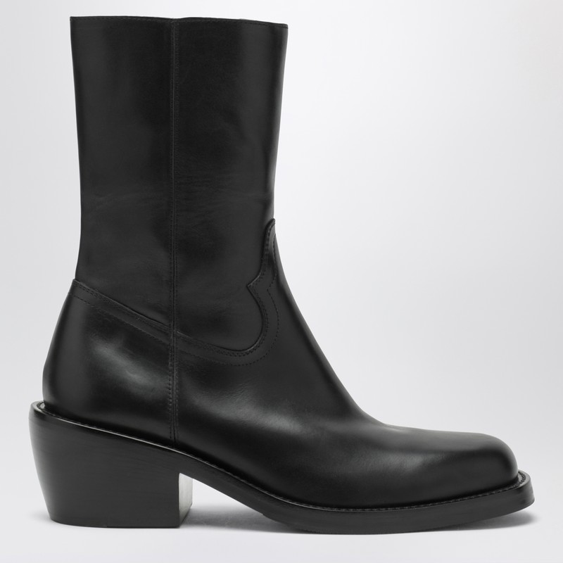 Black leather ankle boots