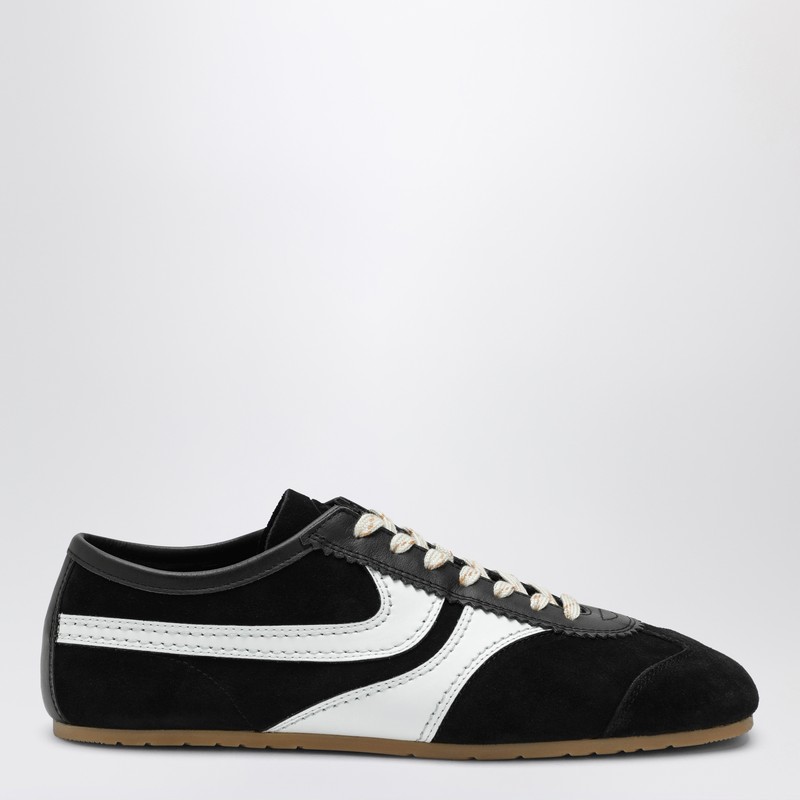 Black/white leather and suede sneakers