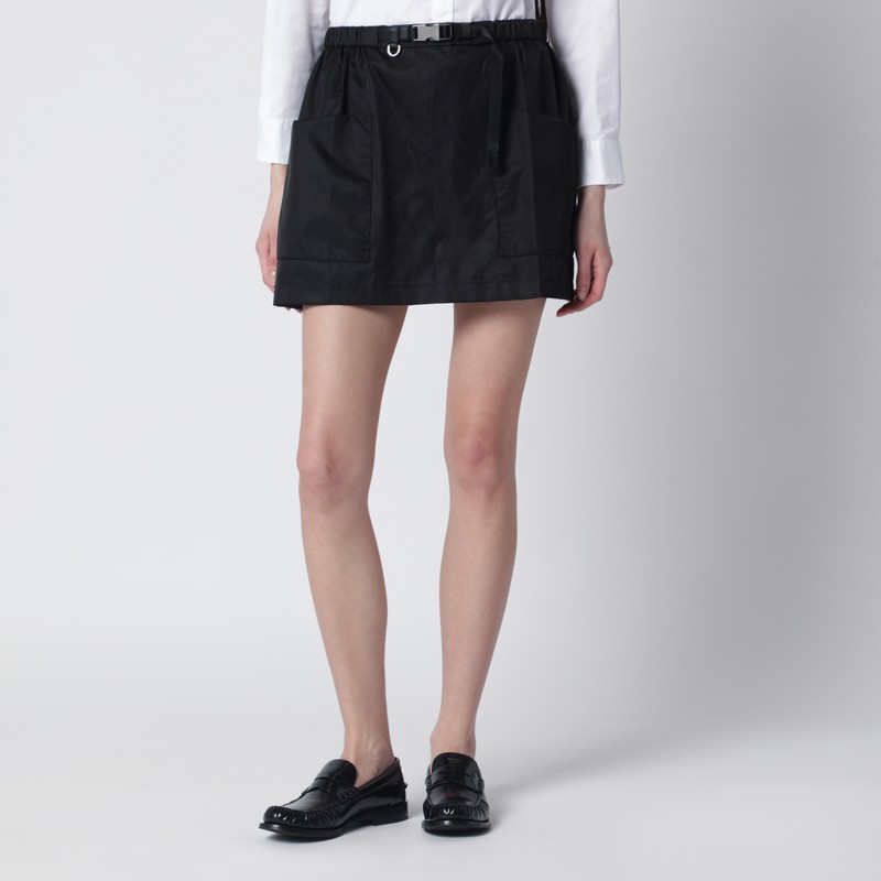 Black Re-Nylon mini skirt