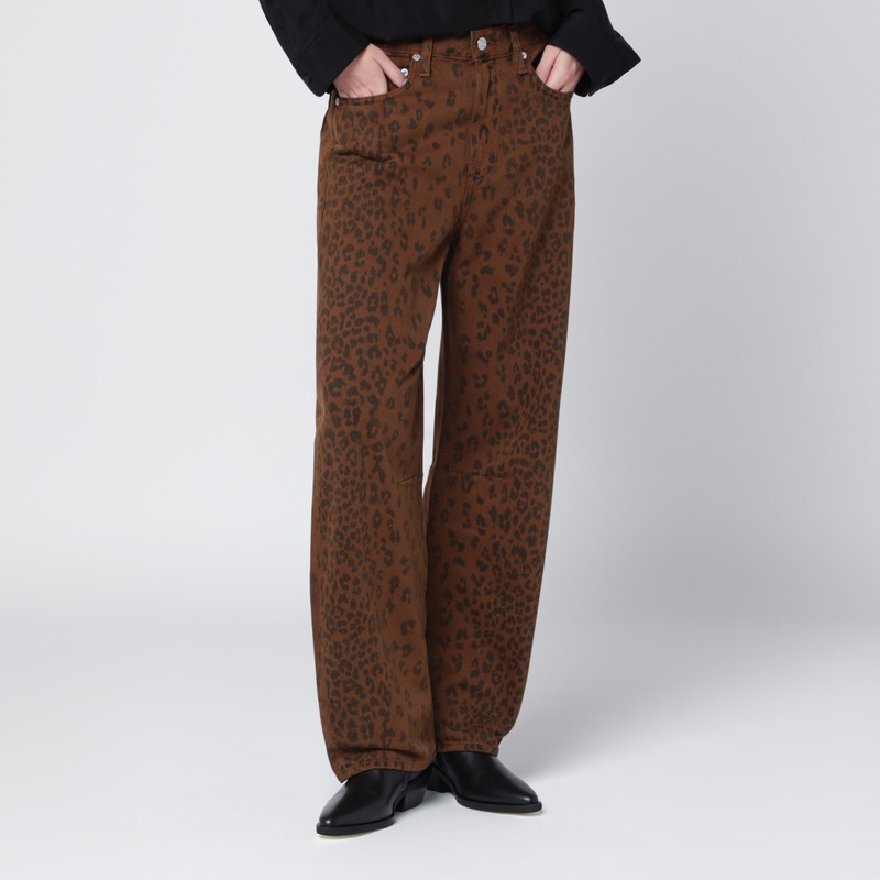 Citizen Of Humanity Relaxed Miro Jeans With Cheetah Print In Brown