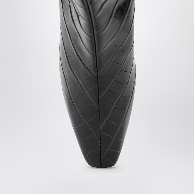 Totême Brown Croc-embossed Leather Ankle Boots In Brown