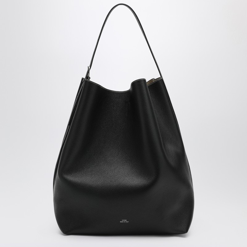 Totême Toteme | Black Leather Tote Bag In Garnet Leather