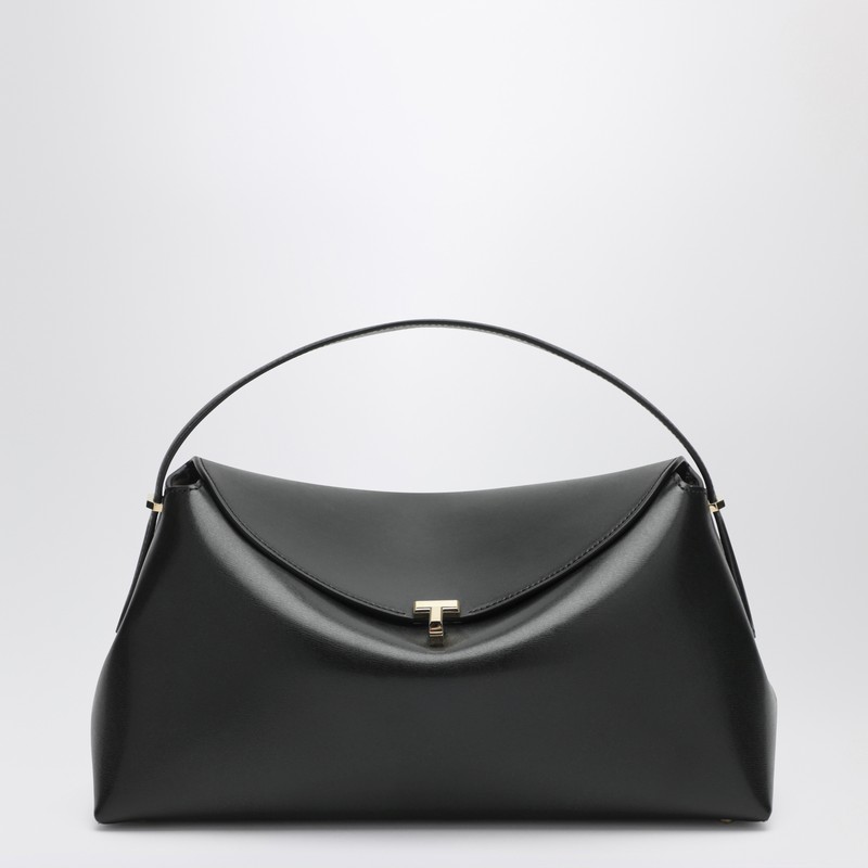 Black leather T-lock bag