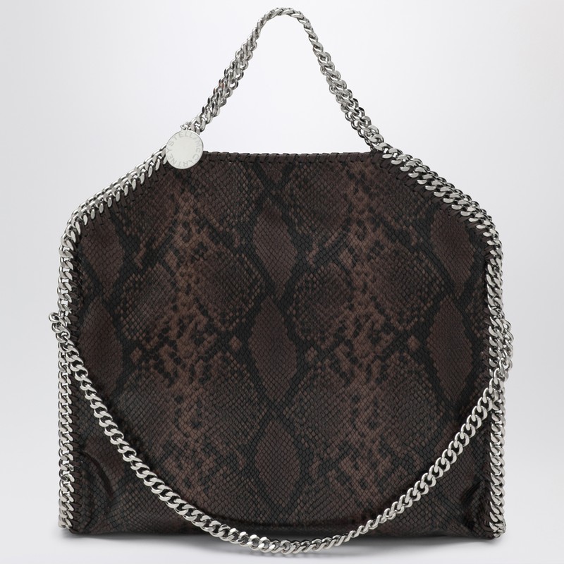 Stella Mccartney Falabella Tote Fold Over With Snake Print In Brown