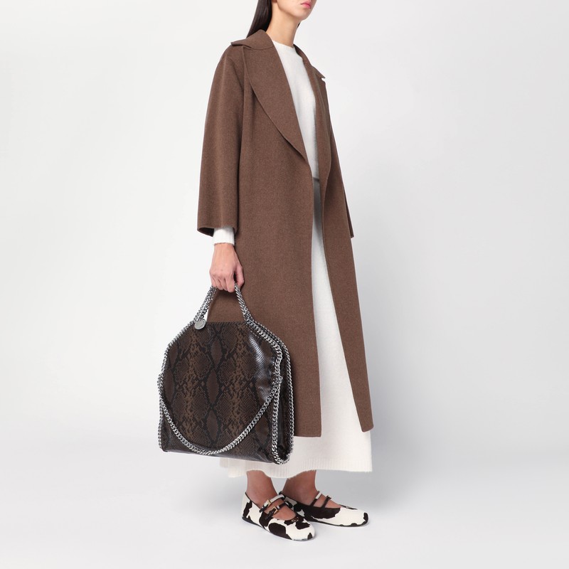 Stella Mccartney Falabella Tote Fold Over With Snake Print In Brown
