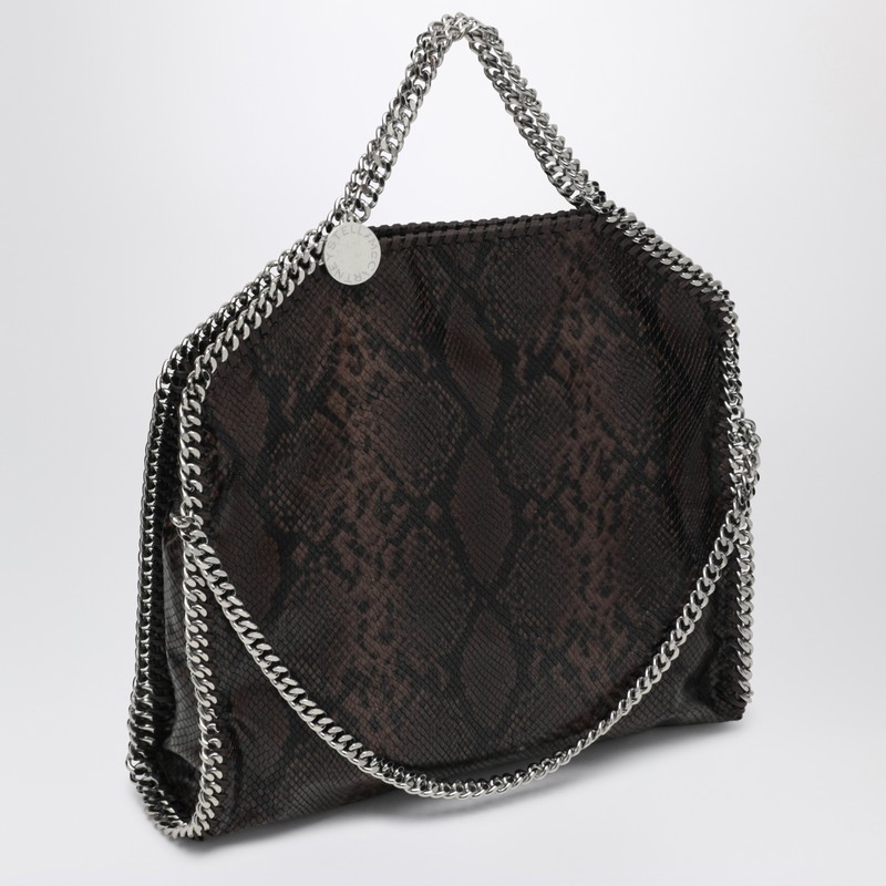Stella Mccartney Falabella Tote Fold Over With Snake Print In Brown
